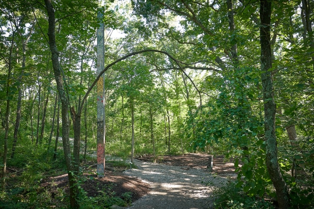 Installation view of sculpture by Sam Falls