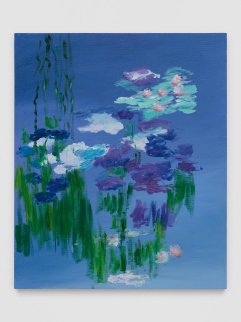 painting of blue waterlilies by Karen Kilimnik