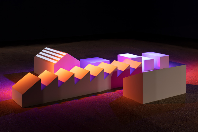 Installation view of sculpture by Liam Gillick