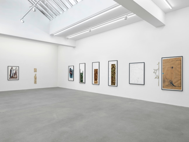 Installation view, Matias Faldbakken, Abstracts and Pewter Abstracts, Galerie Eva Presenhuber, Waldmannstrasse, Zurich, 2025