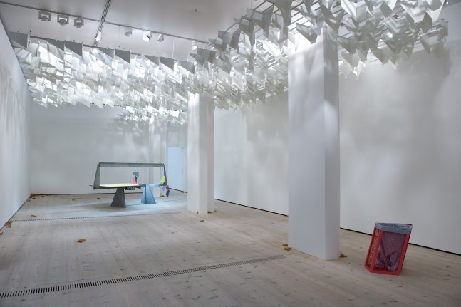 Installation view of sculptures by Martin Boyce