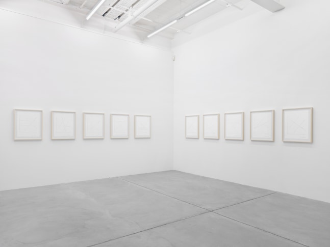 Installation view of Liam Gillick audio and film installation exhibition