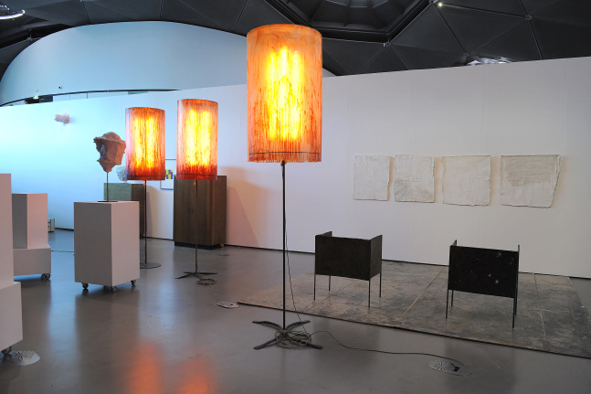 Installation view of works by Franz West