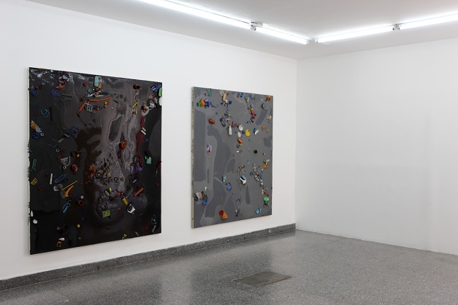 Installation view of paintings by Alex Hubbard