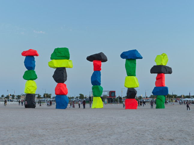 Installation view, Ugo Rondinone, Doha Mountains, Qatar Museum, Doha, Qatar, 2022
