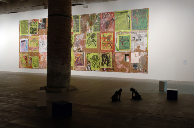 Installation view of paintings by Josh Smith