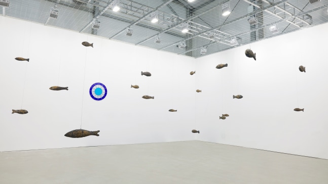 Installation view of sculptures by Ugo Rondinone