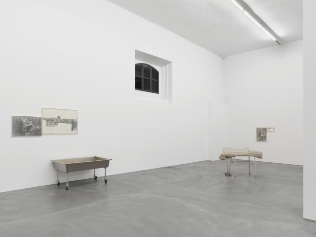 Installation view of paintings and sculptures group exhibition