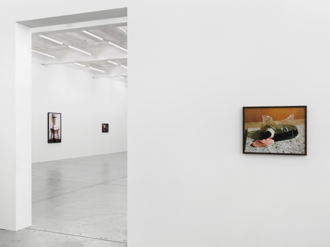 Installation view of Lucas Blalock photography and sculpture exhibition