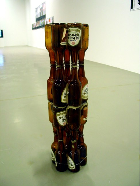 Installation view of sculpture by Oscar Tuazon