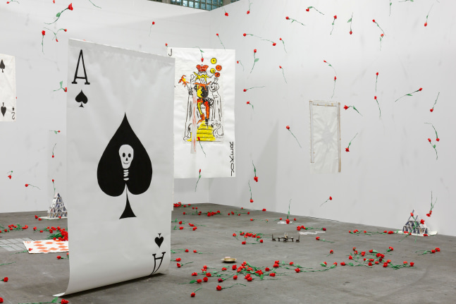 Installation view, Karen Kilimnik, The Joker Episode of The Avengers, Art Basel Unlimited, Basel, 2024