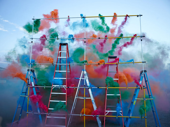 Installation view of living art installation by Doug Aitken