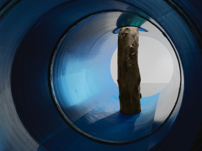 Installation view of sculpture by Oscar Tuazon