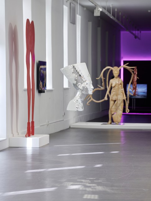Installation view of sculpture by Tschabalala Self