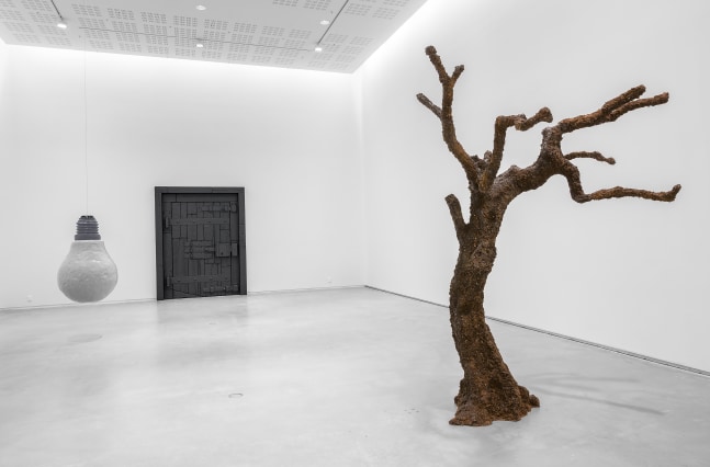 Installation view of sculptures by Ugo Rondinone
