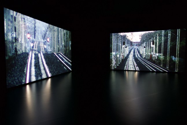 Installation view of video installation by Douglas Gordon