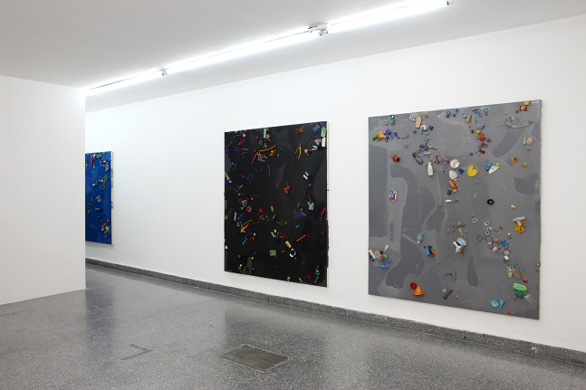 Installation view of paintings by Alex Hubbard