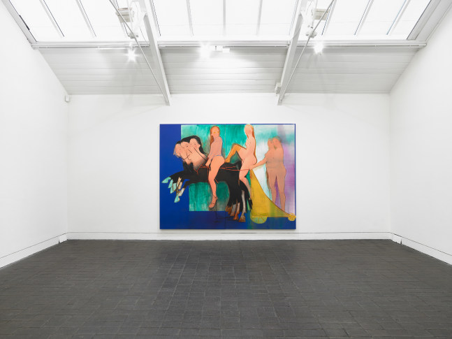 installation view of paintings by Sofia Mitsola