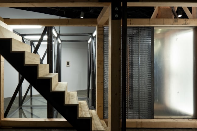 Installation view of sculpture by Oscar Tuazon