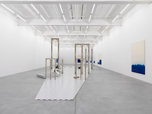 Installation view of paintings and sculptures by Latifa Echakhch