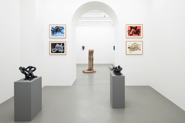 Installation view, Andrew Lord, Jean-Marie Appriou, Galerie Eva Presenhuber, Vienna, 2023