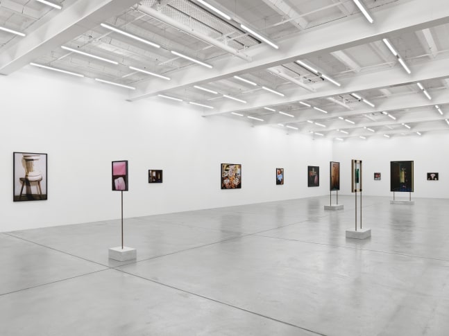 Installation view of Lucas Blalock photography and sculpture exhibition