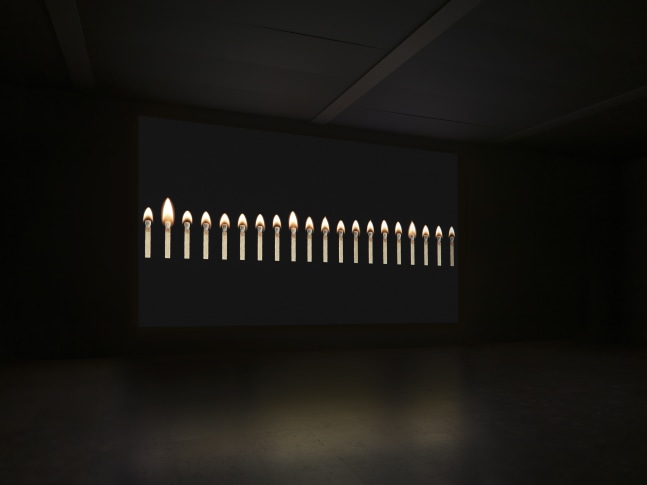 Installation view of Doug Aitken video and sculpture exhibition