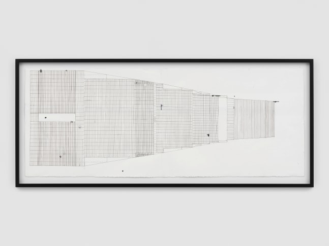 Untitled

2023

Pencil, ink, whiteout on paper

Sheet 57 x 149.5 cm / 22 1/2 x 58 7/8 in

Frame 67.5 x 159.5 x 4 cm / 26 5/8 x 62 3/4 x 1 5/8 in

&amp;copy; Matias Faldbakken