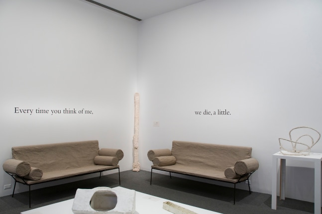 Installation view of works by Franz West