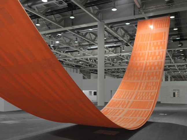 Installation view of sculpture by Sam Falls