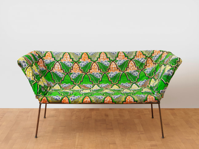 Trog

ca. 1996

Rebar, wood, foam, cotton (african fabrics)

60 x 170 x 65 cm / 23 5/8 x 66 7/8 x 25 5/8 in

&amp;copy; Archiv Franz West &amp;copy; Estate Franz West