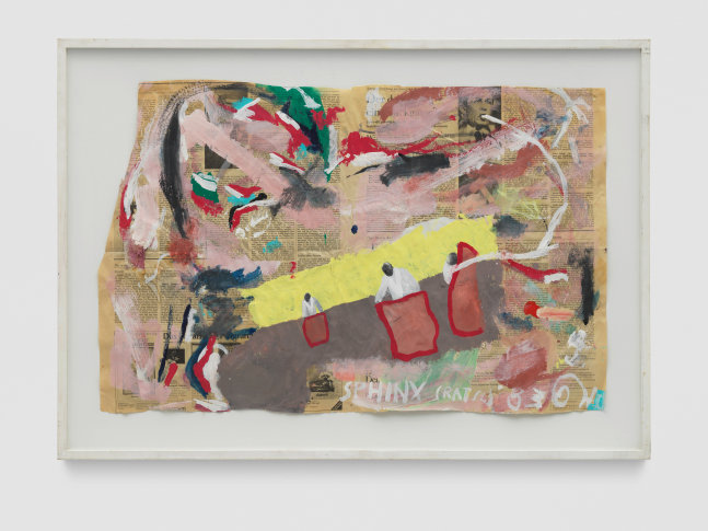 Sphinx

1983

Collage, gouache on newspaper

Sheet 50 x 79 cm / 19 5/8 x 31 1/8 in

Frame 65 x 92 x 3 cm / 25 5/8 x 36 1/4 x 1 1/8 in

&amp;copy; Archiv Franz West &amp;copy; Estate Franz West