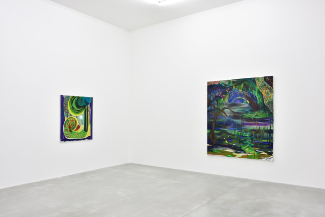 Installation view of Paintings by Shara Hughes