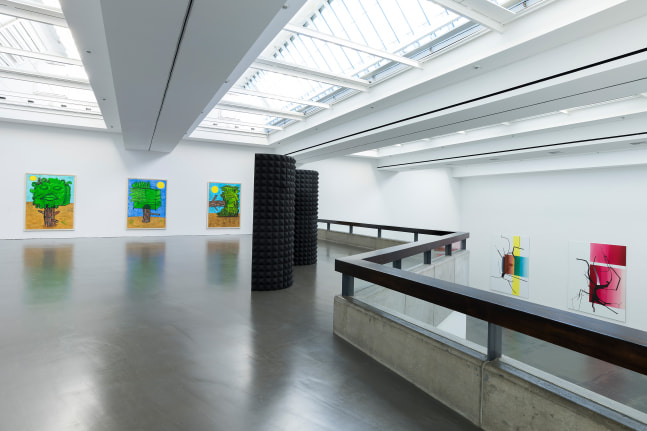 Installation view of paintings by Albert Oehlen and Carroll Dunham