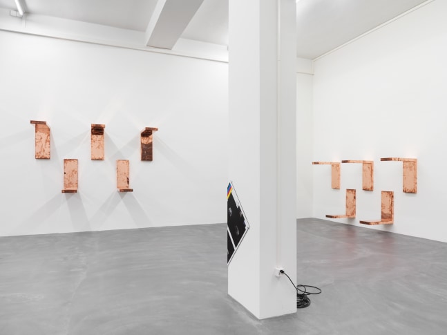 Installation view of Walead Beshty photography and sculpture exhibition