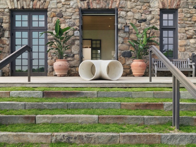 Installation views of sculpture by Oscar Tuazon