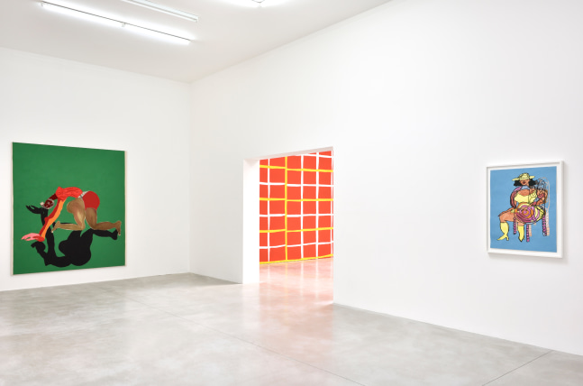 Installation view of paintings by Tschabalala Self