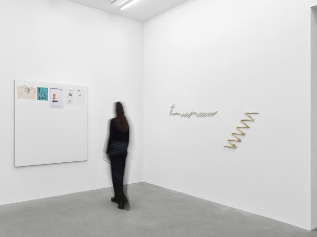 Installation view, Matias Faldbakken, Abstracts and Pewter Abstracts, Galerie Eva Presenhuber, Waldmannstrasse, Zurich, 2025