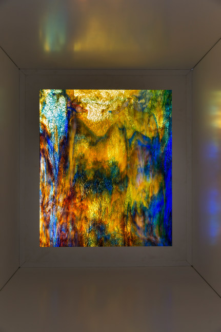 Installation view of sculpture by Sam Falls