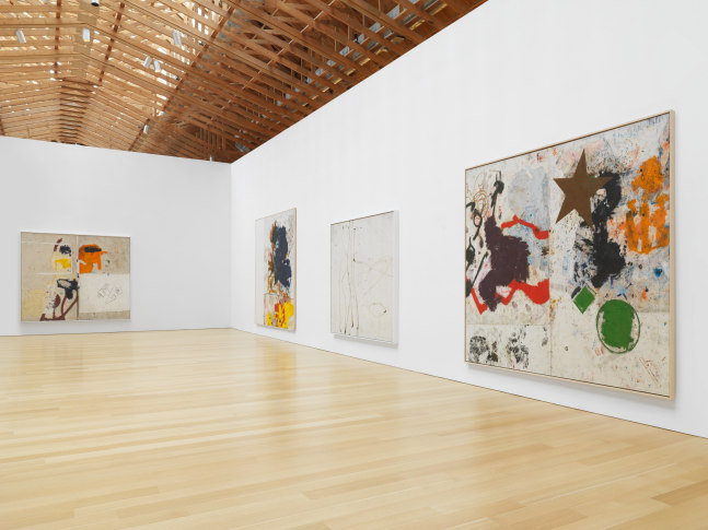 Installation views of paintings by Joe Bradley