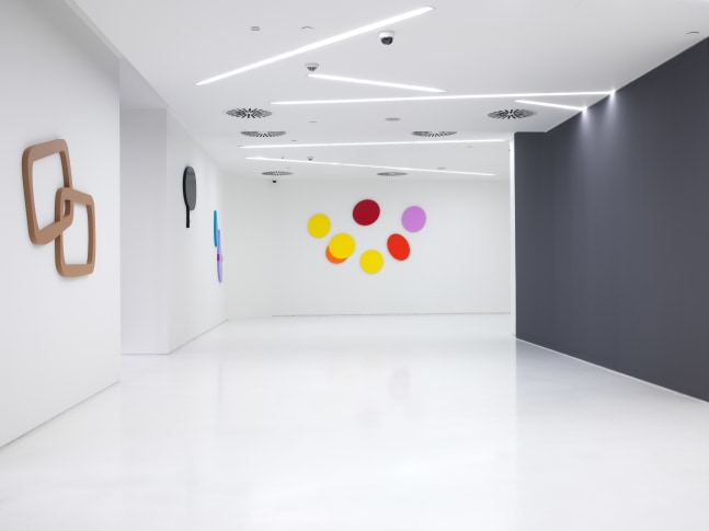 Installation view of wall works by Gerwald Rockenschaub