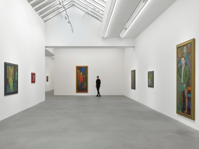 Installation view of paintings by Steven Shearer