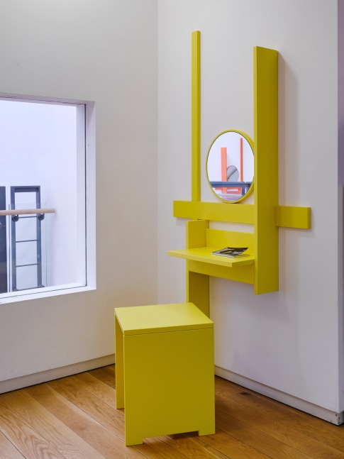 Installation view of sculptures by Liam Gillick