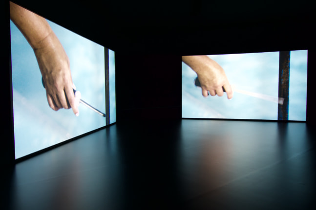 Installation view of video installation by Douglas Gordon