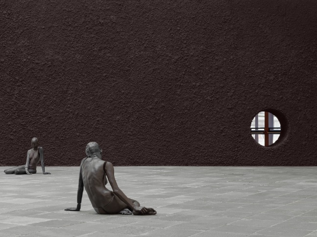 Installation view of sculptures by Ugo Rondinone