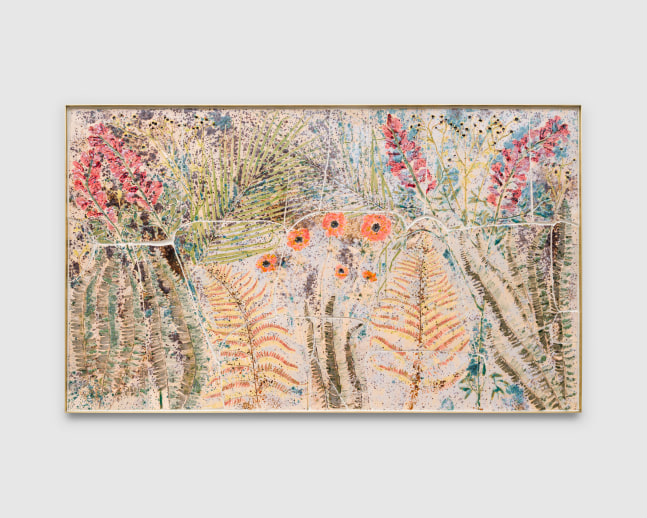 Eyes Through the Meadow

2025

Glazed ceramic with glass in brass frame

87 x 146 cm / 34 1/4 x 57 1/2 in

&amp;copy; Sam Falls