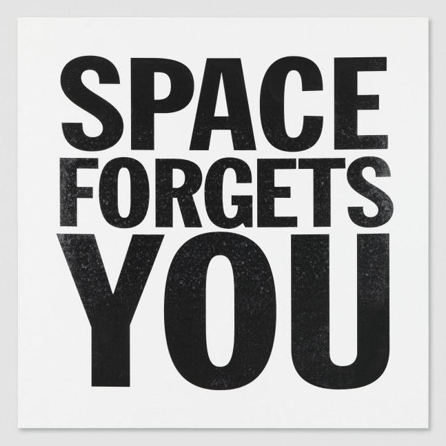 Silkscreen on canvas work by John Giorno, SPACE FORGETS YOU 2015 Silkscreen on canvas 122 x 122 cm / 48 x 48 in