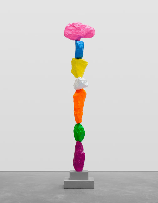 violet green orange white yellow blue pink mountain

2024

Painted stone, stainless steel, concrete base

Sculpture 190 x 35 x 27 cm / 74 3/4 x 13 3/4 x 10 5/8 in

Pedestal 16 x 40 x 40 cm / 6 1/4 x 15 3/4 x 15 3/4 in

&amp;copy; Ugo Rondinone