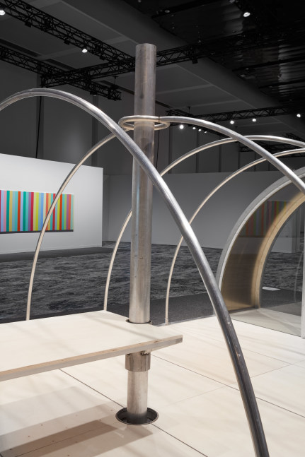 Installation view of sculpture by Oscar Tuazon