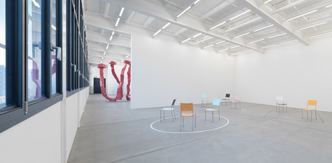 Installation view of Franz West sculptures and furniture works exhibition